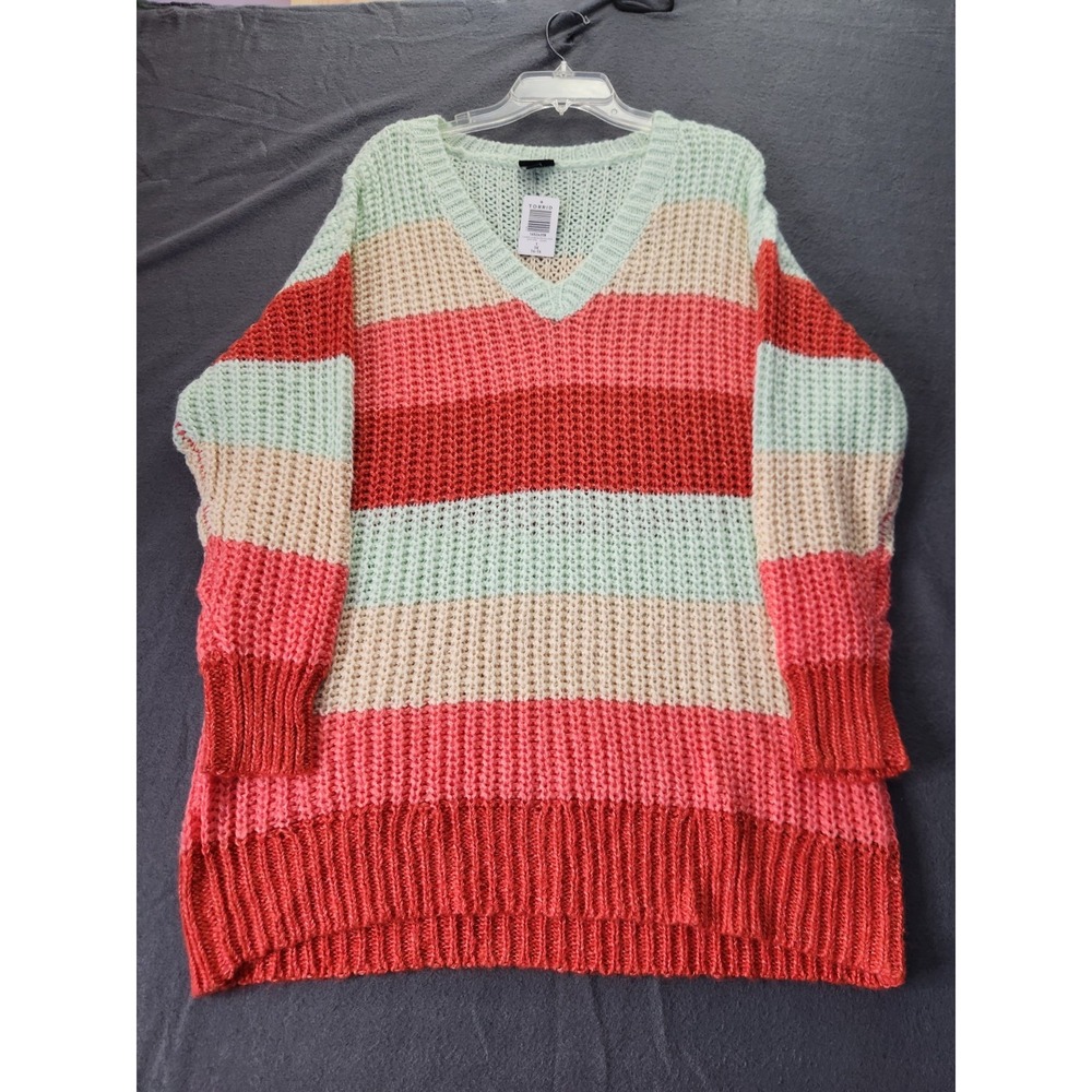 Torrid Chunky Knit Oversized Multicolored Vibrant Striped Cozy Sweater NWT 1X